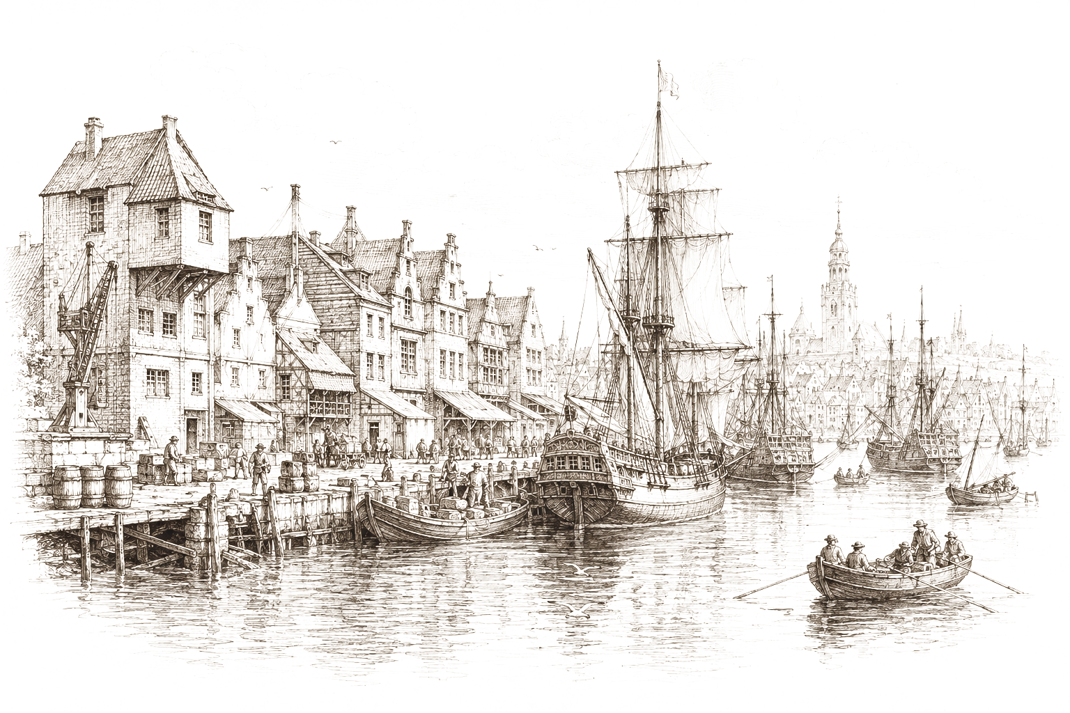 Historische Hafenillustration