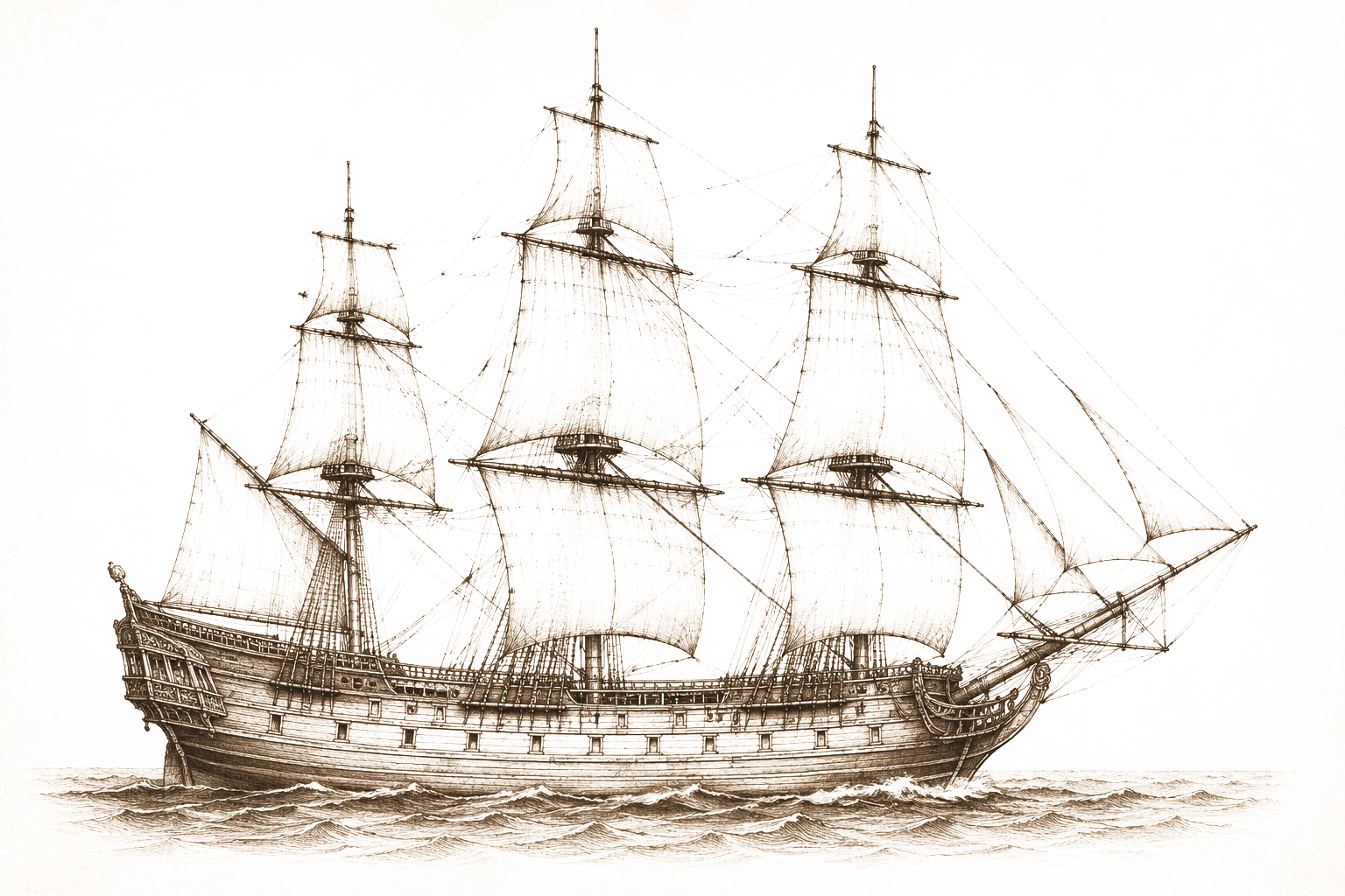Historische Segelschiff-Illustration aus der Welt von Dark Tides